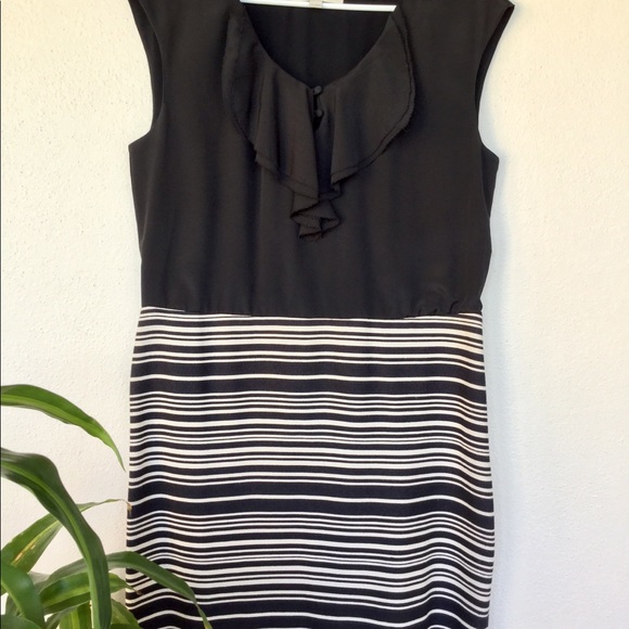 Loft Black Pattern Dress - Picture 1 of 4